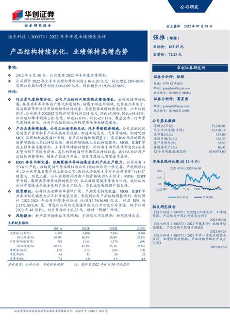 扬杰科技净利润公告